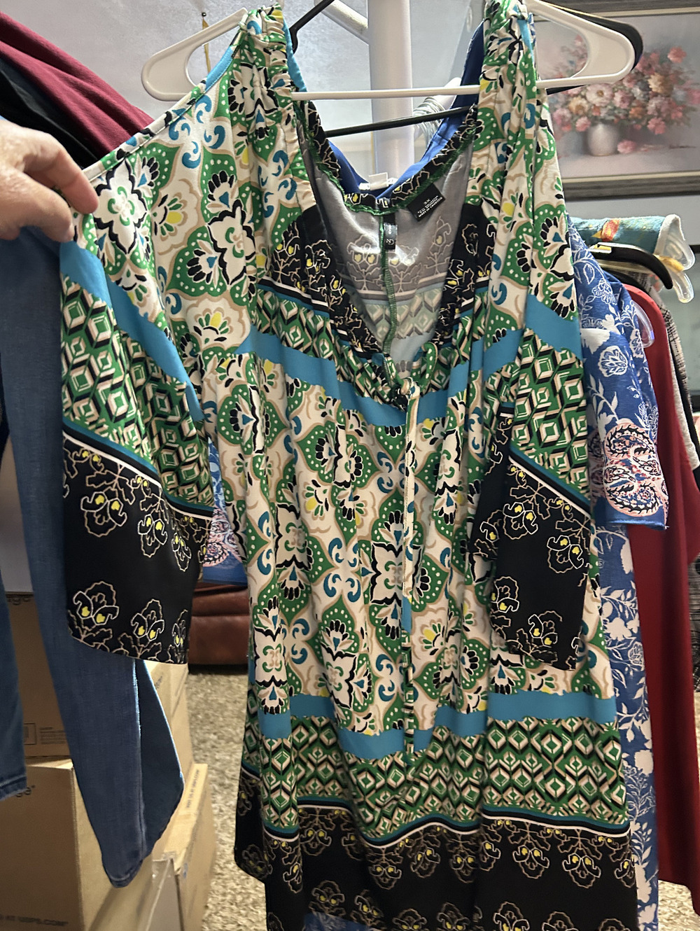 New Directions Women's Plus Size 3X Sleeveless Patterned Dress/Tunic